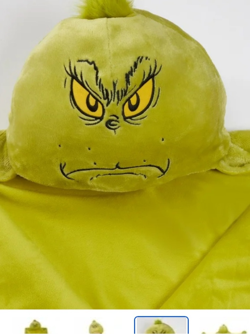 Grinch Kids Holiday Character Hooded Throw, 40” x 50” - Picture 4 of 5